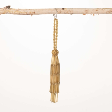 GOLD BEADED TASSEL ORNAMENT