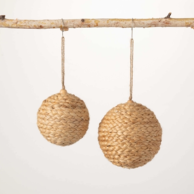 WOVEN RATTAN BALL ORNAMENT SET