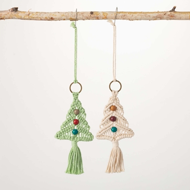 MACRAME TREE ORNAMENT SET OF 2