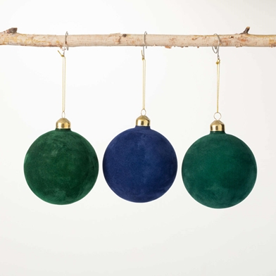 VELVET BALL ORNAMENT SET OF 3