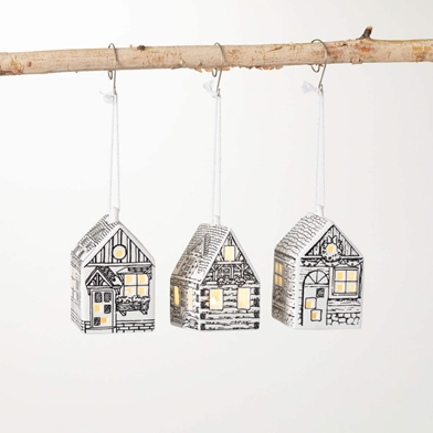 CERAMIC LED HOUSE ORNAMENT SET