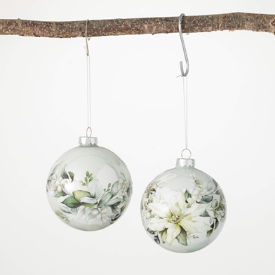FLORAL BALL ORNAMENT SET OF 2