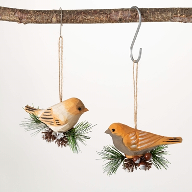 WINTER BIRD ORNAMENT SET OF 2