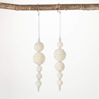 PEARL BEADED ORNAMENT SET OF 2