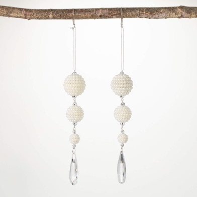 PEARL BEADED DROP ORNAMENT SET