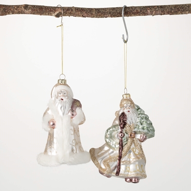 GOLD SANTA ORNAMENT SET OF 2