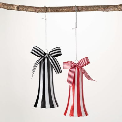 STRIPED BELL ORNAMENT SET OF 2