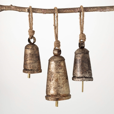 RUSTIC BELL ORNAMENT TRIO