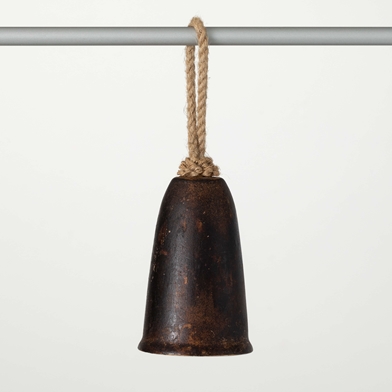 RUSTIC BELL ORNAMENT WITH ROPE