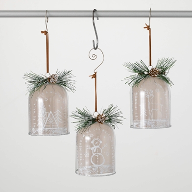 WHITE ETCHED DOME ORNAMENTS