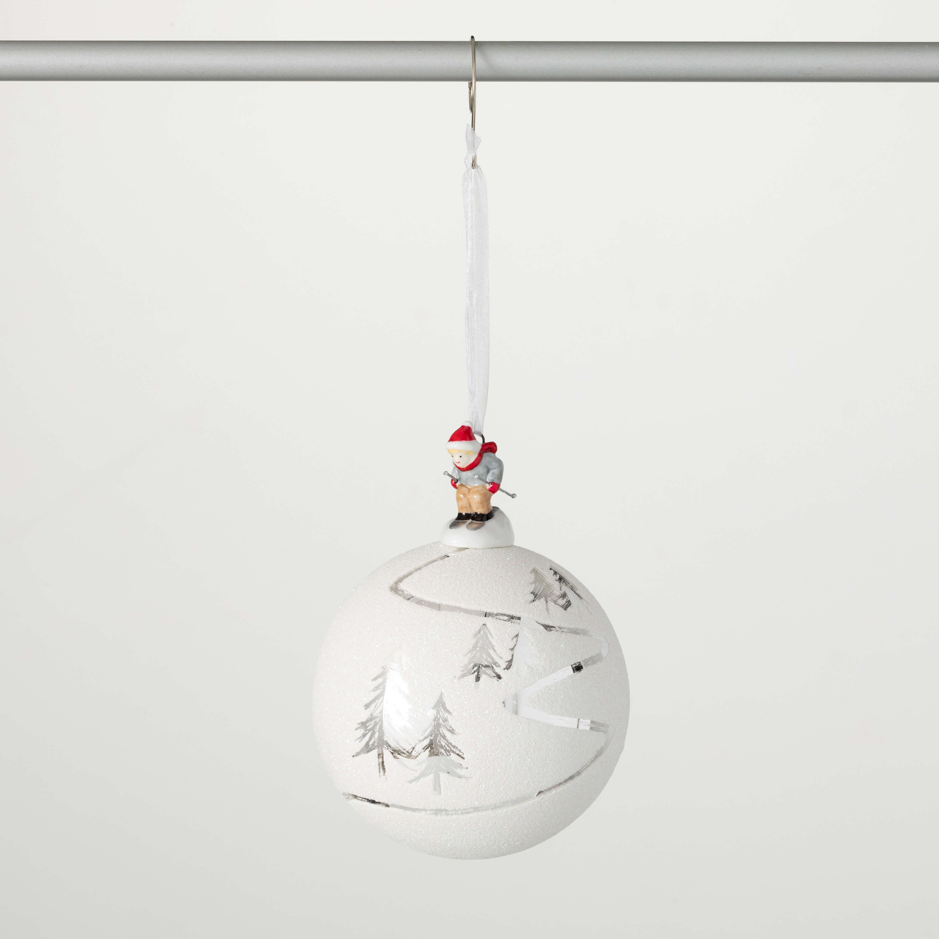 SILVER WHITE SKI ORNAMENT