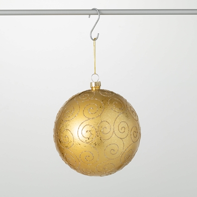 PATTERNED GOLD BALL ORNAMENT