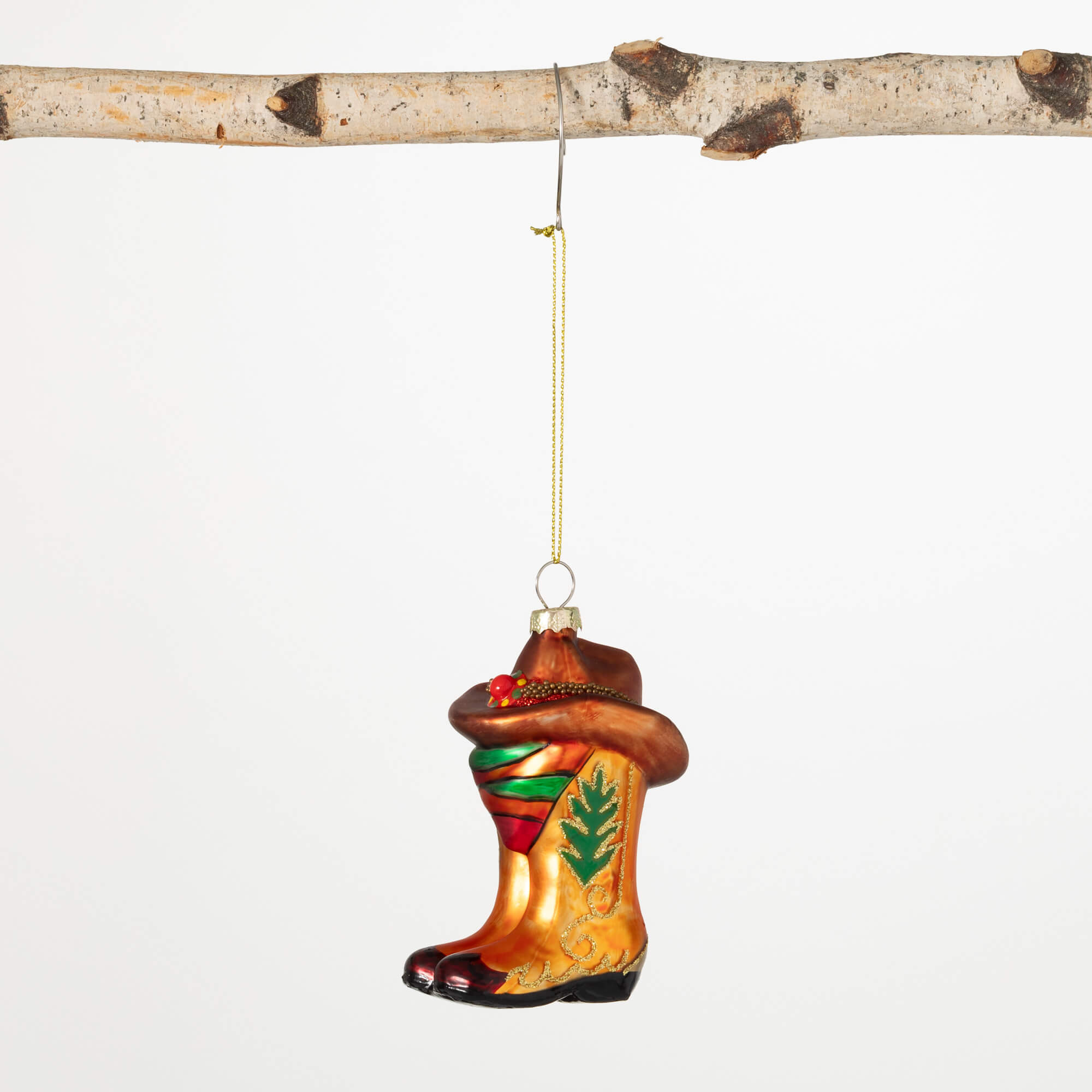 WESTERN BOOTS GLASS ORNAMENT