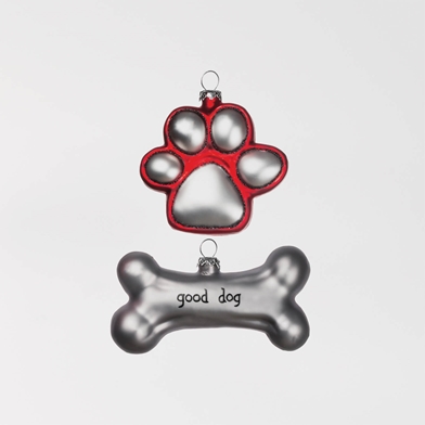 DOG PAW BONE ORNAMENT 2 Asst