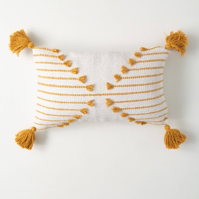 WHITE AND GOLD LUMBAR PILLOW