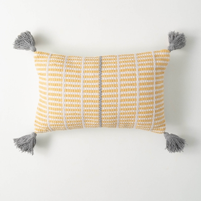 YELLOW BIRDSEYE STRIPED PILLOW