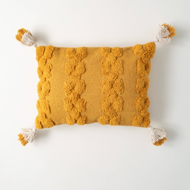 GOLD TUFTED TASSELED PILLOW