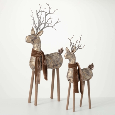 RUSTIC BRONZE DEER FIGURINES