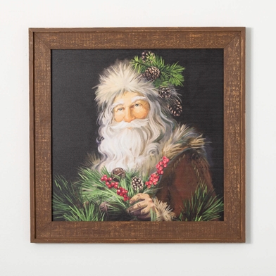 FRAMED PINE SANTA WALL DECOR