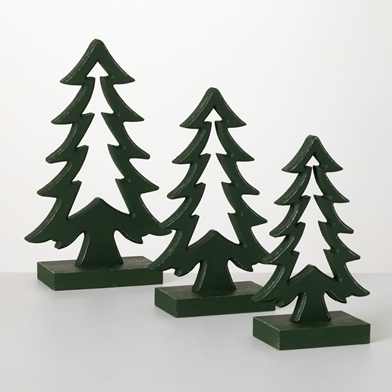 WOOD SILHOUETTE TREE SET OF 3