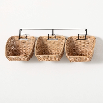 NATURAL WALL BASKET TRIO & ROD