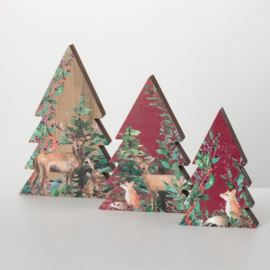 DEER TABLETOP CHRISTMAS TREES