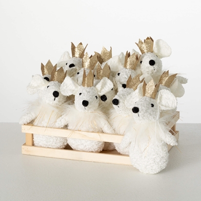 WHITE MOUSE CRATE ORNAMENTS