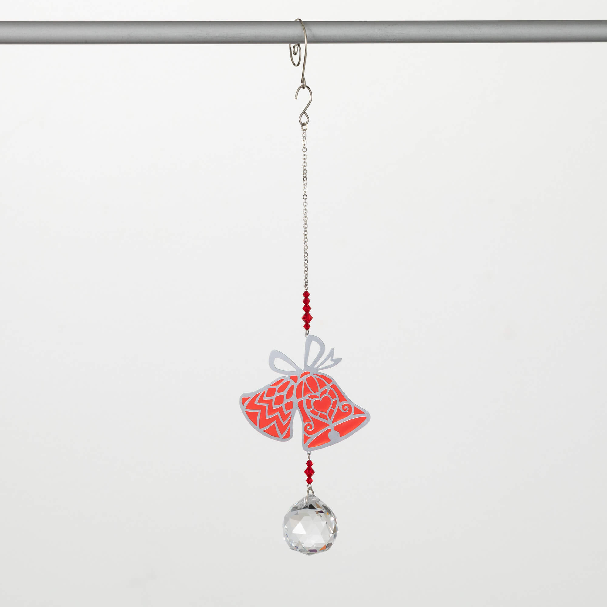 RED SILVER BELL GEM SUNCATCHER