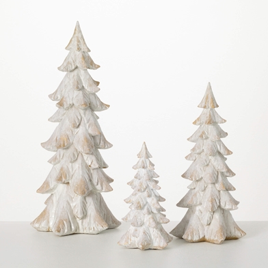 FROSTED TREE FIGURE SET OF 3