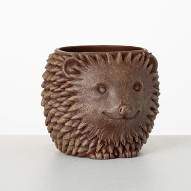 BROWN OUTDOOR HEDGEHOG PLANTER