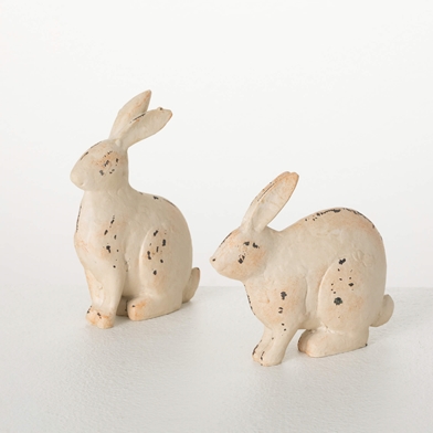 SMALL RUSTIC BUNNY FIGURINES