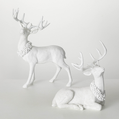 FROSTED DEER FIGURINE SET