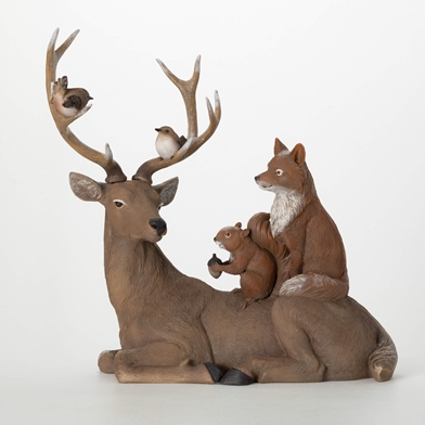 DEER FIGURINE WITH ANIMALS