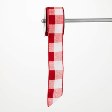 GINGHAM RED & WHITE RIBBON