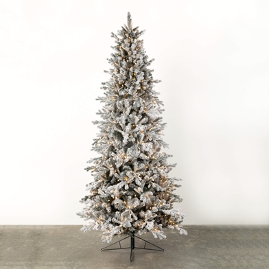 9' LIT FLOCKED CHRISTMAS TREE