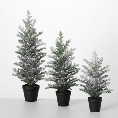 TABLETOP FROSTED PINE TREE SET