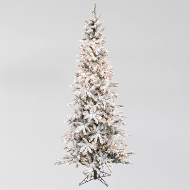 7.6" SLIM FLOCKED LIGHTED PINE