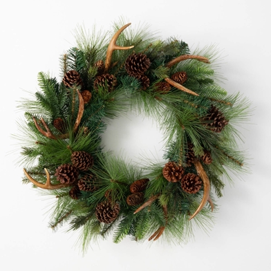 PINE CONE & ANTLER WREATH