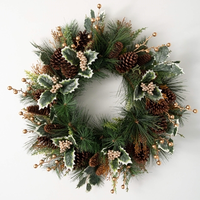 Sullivans 21-in Indoor/Outdoor Green Pine Artificial Christmas Wreath in  the Artificial Christmas Wreaths department at